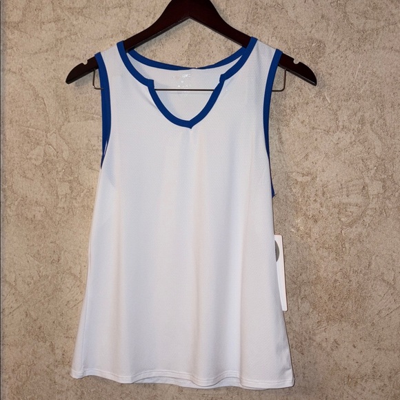 💕SALE 4 for $10💕Gottex White Tank Top with Blue Trim - Picture 2 of 6